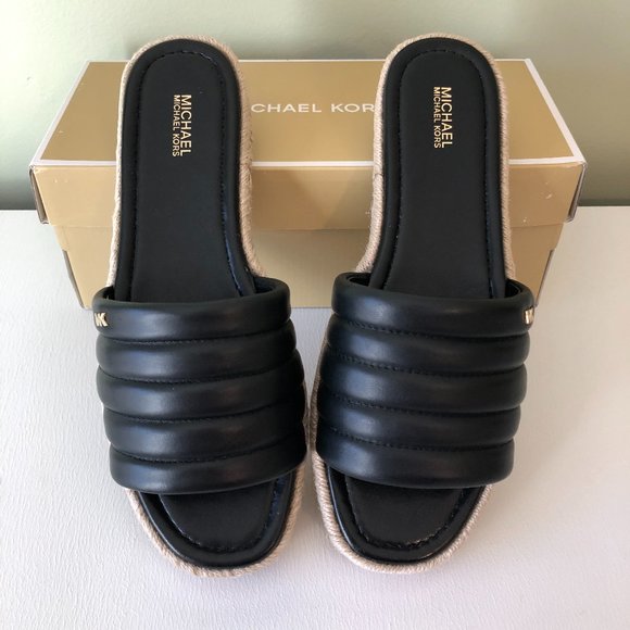 Michael Kors Royce Quilted Leather Slide Sandal - Picture 1 of 11